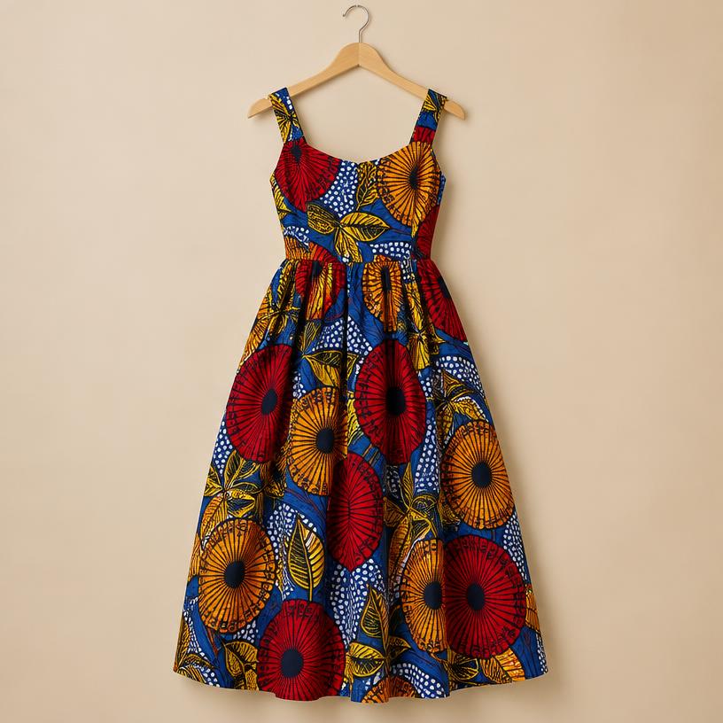 Vestido em tecido africano